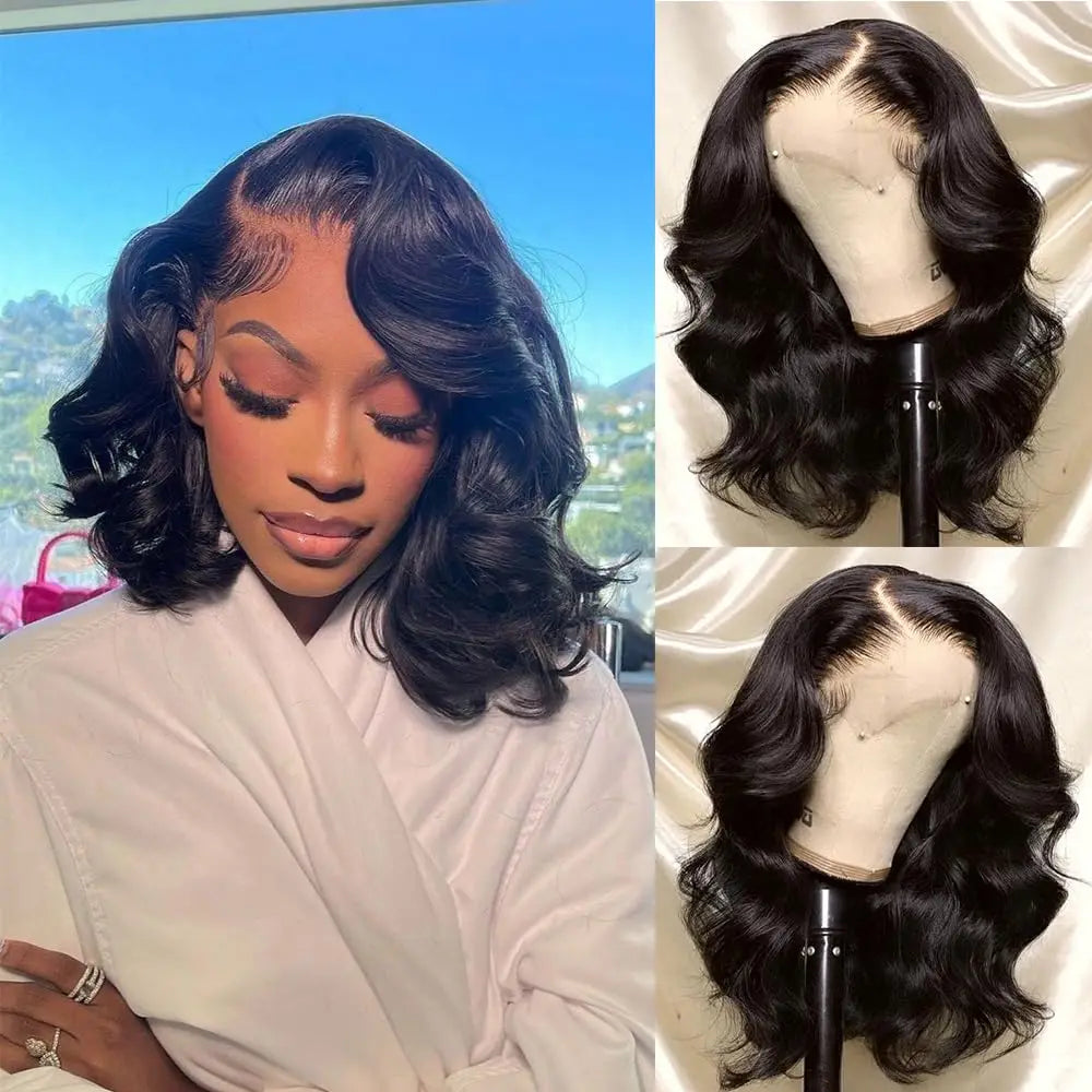Pre Cut Bob Body Wave Wear And Go Glueless Human Hair Wigs Bob Wigs For Women Ready To Wear 4x4 Lace Closure Wig Human Hair