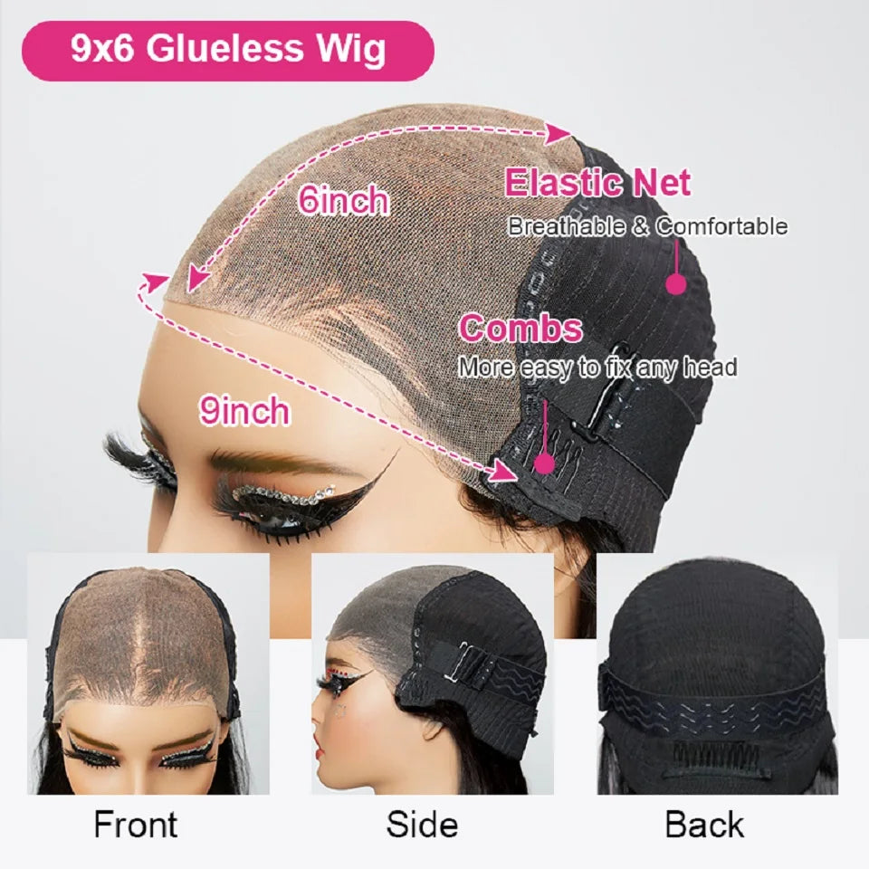 250 Density Dark Burgundy 9x6 Glueless Wigs Human Hair